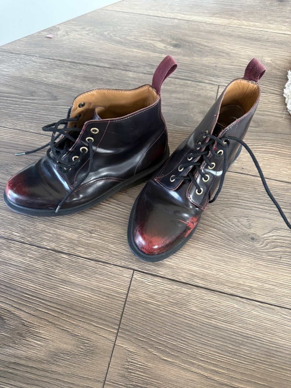Dr. Martens Emmeline Oxblood Leather Ankle Boots Lace-Up Women’s 7